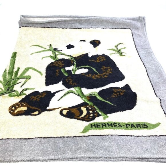 HERMES Panda Beach towel bath towel cotton gray - Picture 1 of 10